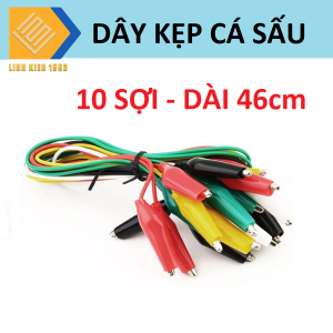 Dây kẹp cá sấu 5 màu 10 sợi chiều dài 46cm 2 đầu