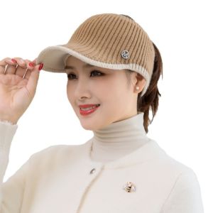 CHUN053634 Breathable Women Baseball Cap Soft Velvet Lined Windproof Empty Top Hat Fashionable Visor Knitted Ponytail Hat Outdoor Sport