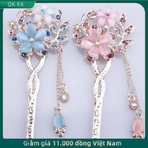 QK FA ✨ Ghim Cài tóc đá mắt mèo Kẹp Tóc Đính kim cương giả hình hoa đôi