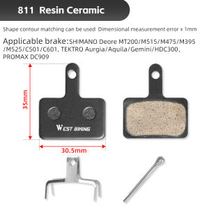 WEST BIKING 1Pairs Copper Metal Bicycle Brake Pads Mountain Bike Brake Pads Universal For Shimano XT Magura Hydraulic Dis