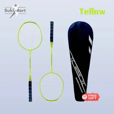 Suki Mart Steel Alloy Badminton Set 3 Pieces Dual Rackets Professional Anti Breakage for Outdoor Fitness Training