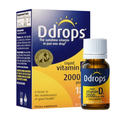 Ddrops Vitamin D3 Drops | Strong Bones & Immune Support | For Baby Kids & Adults | Allergy-Free