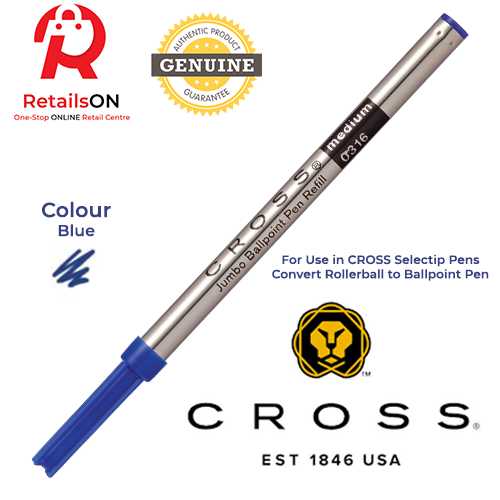 CROSS Refill Jumbo Ballpoint Blue Ballpoint Pen Refill for Selectip