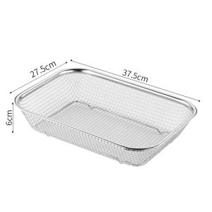 【Delivery 24 hours】Stainless steel tray with strainer for drain cooking stainless steel strainer for frying with tray cooking rack for baking tray fried food drainer tray oil drying rack stainless basket drainer for food utensils organizer spoon and fork