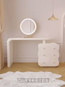 French Cream Style Dresser Modern Minimalist Bedroom Storage Cabinet Integrated Internet Celebrity Light Luxury Corner Retractable Makeup Table