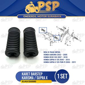 Karet Barstep Karisma - Footstep Futstep Postep Pangkon Pijakan Kaki Depan Honda Kirana Supra X 125