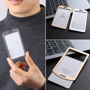 BUUXIAA แท็ก แนวตั้ง โลหะ บัตรประจำตัวธุรกิจ อลูมิเนียมอัลลอยด์ นามบัตร ผู้ถือบัตรงาน