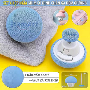 SET 4 Kẹp Cố Định Ga Giường Vỏ Chăn Gối Đệm Vải Cotton Đầu Nấm Kim Thép Khoá Ghim Chống Trượt Nệm