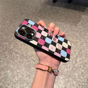 Phone Case For IPhone 7 8 6 6S 11 12 13 14 15 16 17 Plus 16 11 15 14 12 13 17 Air PRO MAX XR XS Casing IPhone 11PRO 12PRO 13PRO 14PRO 15PRO 16PRO 17PRO Chessboard Pattern Soft Leather Shockproof TPU Case Cover PWJK1058A