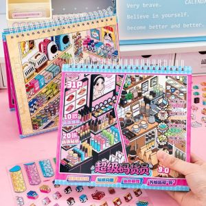 SPARAK 3D Miniature Shop Scene Collection Modern Shop Architecture 10 Sences Landscape Sticker Book  Stacking Pasting Scene DIY Sticker Child Gifts