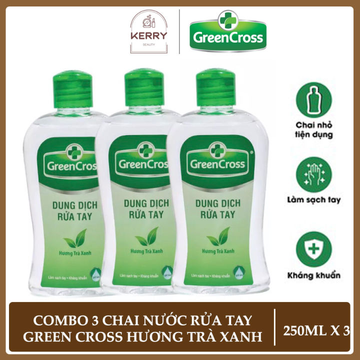 Combo 3 Chai Nước Rửa Tay Khô Green Cross Hương Trà Xanh (250ml/chai)