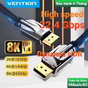Cáp DisplayPort 1.4 Vention 8K 60Hz 4K 144Hz 2K 165Hz  32.4Gbps cho PC Laptop [Music4U]