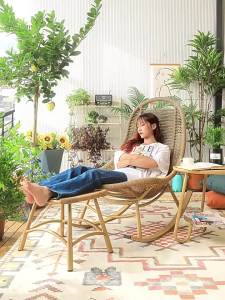 Outdoor Courtyard Single Rocking Chair Home Leisure Rattan Chair