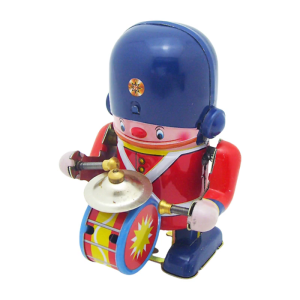 Decorative Soldier Drummer on Tin Robot Retro Tinplate Wind Up Toy Ideal for Home and Coffee Shop Decors