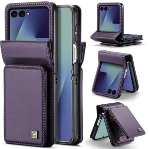 for Samsung Galaxy Z Flip 8/7/6/5 Case PU Leather Wallet Case with Card Holder RFID Blocking Stand Function Shockproof Protection Shock-Absorbent Flip Phone Cover for Women Men Black