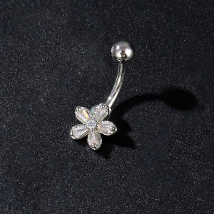 Minwen แหวนเจาะสะดือรูปดอกไม้ผีเสื้อทำจากสแตนเลสสำหรับผู้หญิงและเด็กผู้หญิงเครื่องประดับร่างกาย