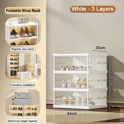Foldable Shoe Rack Installation-Free Storage Box Transparent Organizer Stackable Cabinet Big Size Dust-Proof