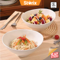 Storix Ceramic Ingot Shape Large Deep Soup Bowl Noodle Bowl Salad Bowl White Thick Porcelain Serving Bowl. 