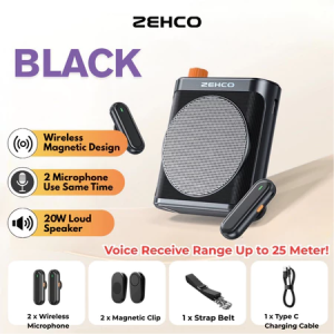 Wireless Microphone Speaker 2 Mic Bluetooth megaphone Voice Amplifier Teacher Tour Guide Loud