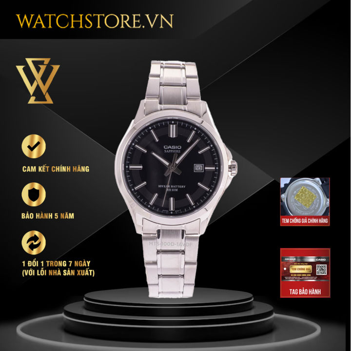 Đồng Hồ Quartz Nam Casio Chính Hãng WATCHSTORE MTS-100D-1AVDF Thiết Kế Mặt Kính Sapphire 41mm, Dây Đeo Kim Loại Và Vỏ Thép Không Gỉ