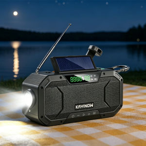 IPX5 Waterproof Emergency Survival Radio 5000mAh Battery Hand Crank Solar USB Charger Portable Bluetooth Speaker AM FM Radio With Compass Reading Light For Backpacking