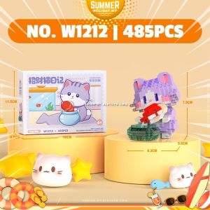 Lelebrother Block BRICKS Cat Cute Lucky Fortune Cat Diary Gift Decoration Building Brick Toy 招财猫日记