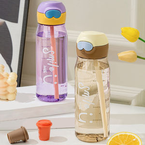 POTIKA 480/600มล เด็กดื่มตรงถ้วยฟาง อาหารเกรดซิลิโคนฟางพอดีเด็กปากรูปร่างถ้วยร่างกาย PP วัสดุทนอุณหภูมิสูง BPA ฟรีทารกใช้ความมั่นใจ