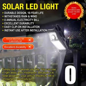 【Energy Saving】Smart Sensor Solar Clip Light Outdoor Waterproof Solar Light Courtyard Light Garden Lighting No-Drill Wall Lamp Courtyard Ambient Lighting