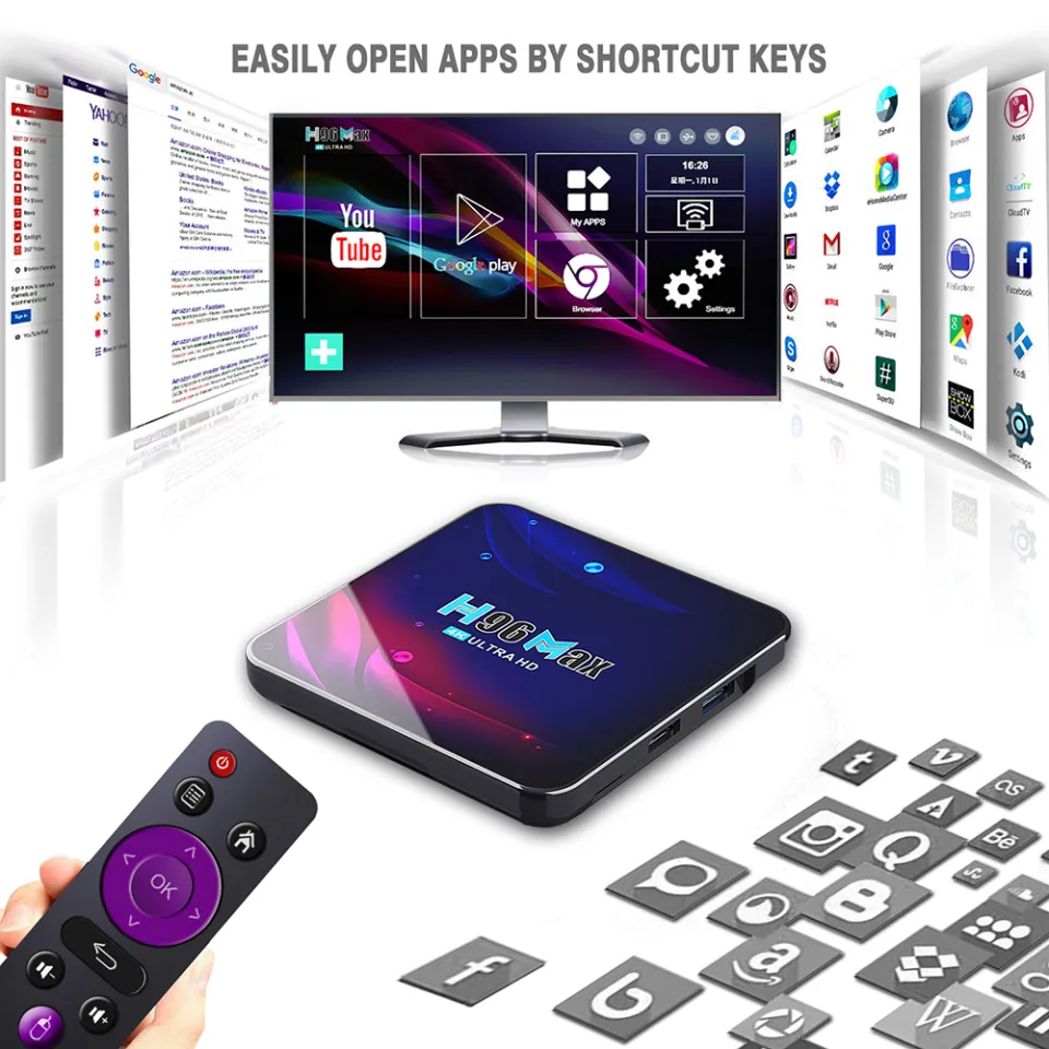  Android TV Box 11.0 4GB 64GB Smart TV Box Android Box RK3318  USB 3.0 Ultra HD 1080P 4K HDR WiFi 2.4GHz 5.8GHz BT 4.1 Set Top Box con  mini teclado retroiluminado