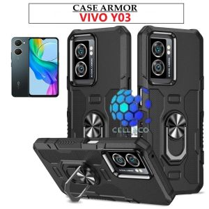Case Armor VIVO Y03 Iring Cincin Magnetic Kesing Hp Protect kamera Premium Hard Case Standing Robot Pelindung Kamera CASE HIT RING VIVO Y03
