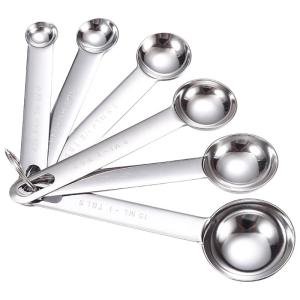 Durable Nonrust Steel Kitchen Measuring Spoons 6pc Set Ergonomic Handle Easy To Cleaning Dishwasher Safe