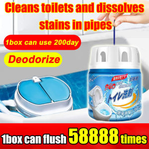 350g Japan【Can use 300 days 】No need to wash the toilet Toilet Bowl Automatic Toilet Bowl Cleaner Toilet cleaners for Stain Automatic Bleach Quantitative Auto Releasing dirt removal Cleaner Deodorizer Automatic Stain Remover Blue Tab Tablet Deodorizes