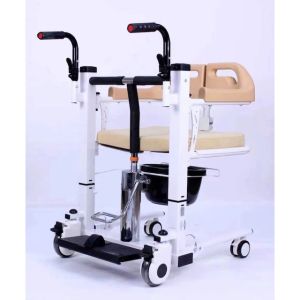 Movetransfer Split Seat Shower Commode Transfer Chair with Hydraulic Hi Low Control