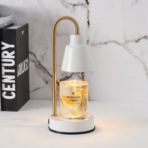 【Fast delivery】 Ready Stock Candle Lamp Warmer With 2 Halogen Light Bulbs Light Control Candle Warmer Lamp Dimmable Large Size Table Lamps Electric Wax Candle Melt European Style INS Aromatherapy Desk Lamp Scented Bedside Lamp For Bedroom
