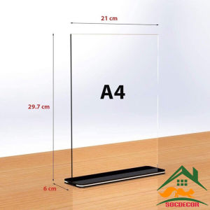 Kệ Menu Mica A4 A5 A6Kệ Mica Đứng 2 MặtKệ Mica Đế Lùa Trong SuốtBảng Thông Tin Thanh Toán QR.
