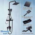 SUS304 4 In 1 Matte Black Shower Faucet - Hot Cold Water Rainfall Shower Set with Handheld, Water Saving Durable Anti-Rust Bathroom Fixture for Philippine Homes. 
