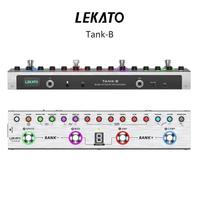LEKATO Tank-B Bass Multi Effects Pedal with 36 Presets Editable 4 Modules Amp Compressor Reverb Bass Guitar Effects Pedal