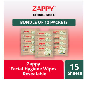 Zappy Facial Hygiene Wipes 15 Sheets Resealable