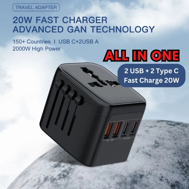 Universal Adapter Travel Adapter 20/30W Fast Charge Type C Universal Plug International Plug Adapter For Travelling 國際插頭
