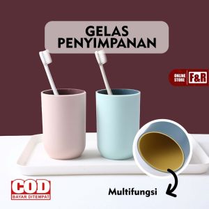 Cangkir / Gelas Tempat Sikat Gigi Odol / Pasta Gigi di Kamar Mandi / Toilet 2 Warna Model Bulat