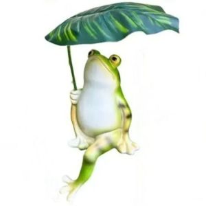 GOXBERK Creative Frog Figurine Resin with Leaf Garden Frog Statue Small 3D Frog Ornament Decor Home