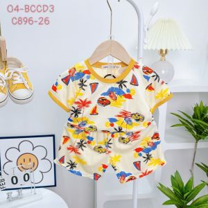 [Bé 7-30kg] Bộ Cộc Tay Thun Lạnh Minlybaby Bé Trai Size Đại Mặc Mùa Hè In Họa Tiết - Unibaby -  BCCD - BCCD3