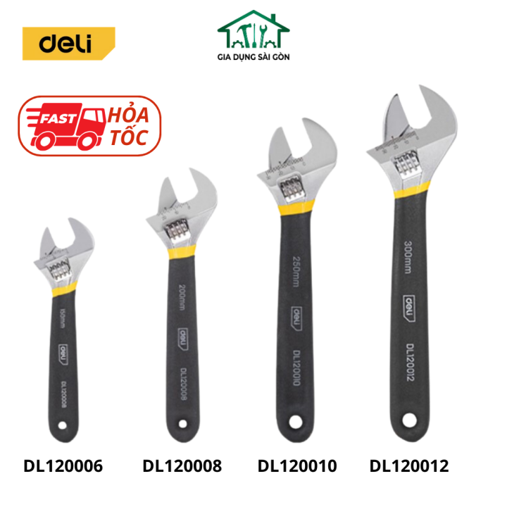 Mỏ Lết Điều Chỉnh Tay Cầm Bọc Nhựa Chính Hãng Deli 6 Inch/12 Inch ...