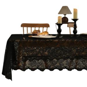 Lace Tablecloth for Elegant Gatherings Featurings Openwork Design Polyester Lace Fabric Dining Table Cover Sleeve
