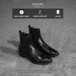 Giày Chelsea Boots nam LEMANS màu đen CB04.2 - Da Bò - Mũi nhọn - Đế thơm cao 5cm - Bảo hành 24 tháng