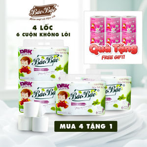 Bảo Bảo Combo 5 lốc giấy vệ sinh không lõi 6 cuộn xanh lá siêu mềm dày mịn thấm hút tốt 3 lớp tiết kiệm an toàn cho mọi nhà