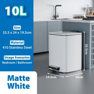 [SG STOCK] Stainless Steel Pedal Soft Closing Dust Bin -Durable & Stylish Trash Can for Home Kitchen bathroom & Office