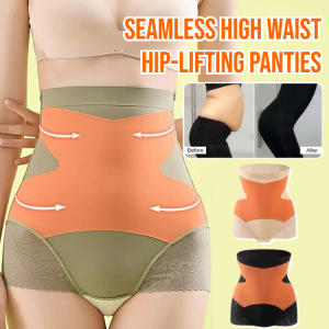 Seamless High Waist Hip-Lifting Panties High Elastic Breathable Lace Boxer Briefs Plus Size Tummy Control Underwear