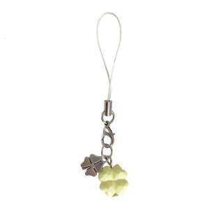 Korean Style Four Leaf Clovers Keychain Phone Charm Acrylic Beaded Four Leaf Clovers Phone Chain For Luck Decorations