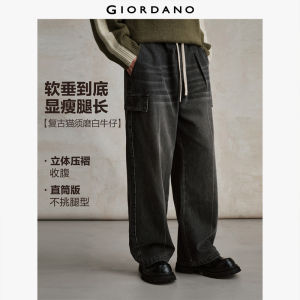 Giordano Men Moustache effect cargo denim pants Free Shipping 18115706